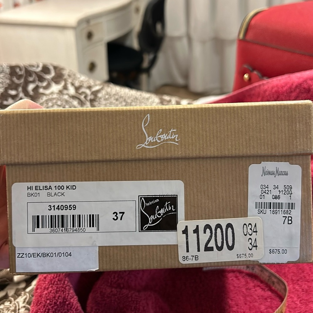 Black leather Christian Louboutin 4” heels. - Picture 1 of 11